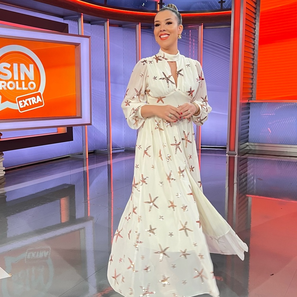 White Starfish Pattern Maxi Dress